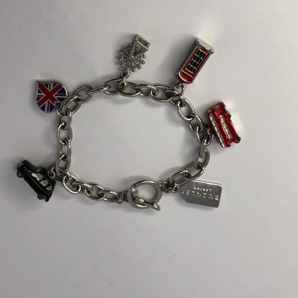 Buckley London Charm Bracelet Union Jack Big Ben Double Decker Bus Taxi Phone